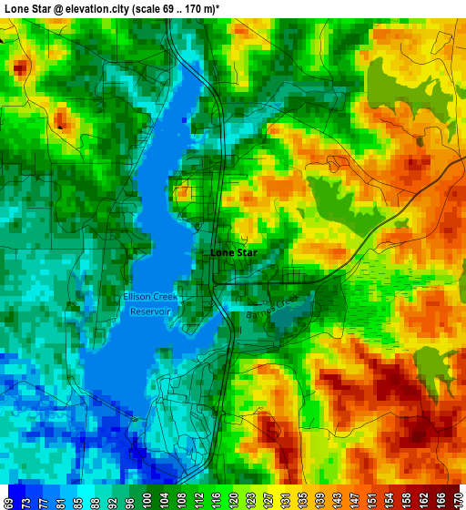 Lone Star elevation map