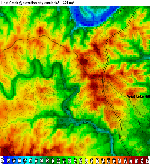 Lost Creek elevation map