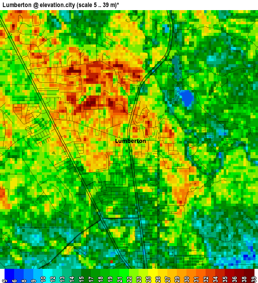 Lumberton elevation map