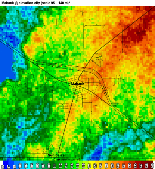 Mabank elevation map