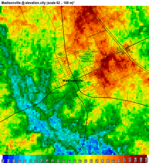 Madisonville elevation map