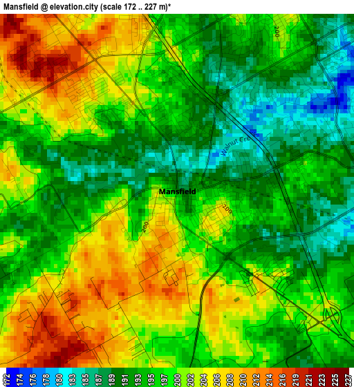 Mansfield elevation map