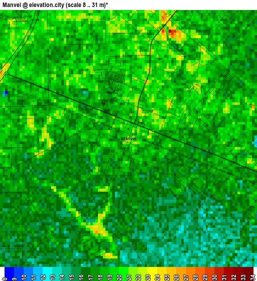 Manvel elevation map