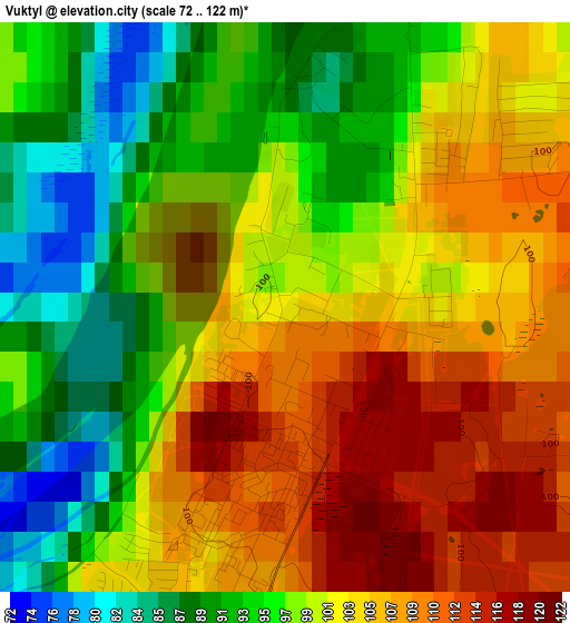 Vuktyl elevation map