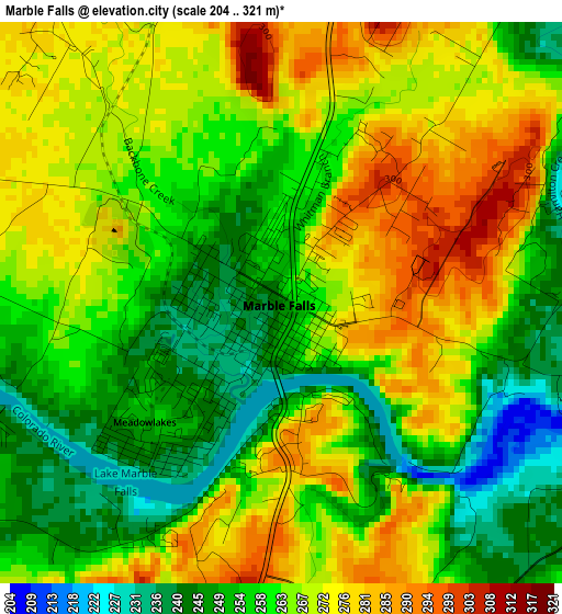 Marble Falls elevation map