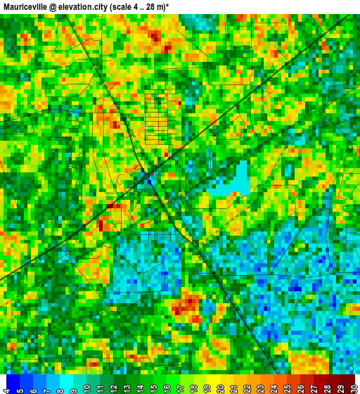 Mauriceville elevation map