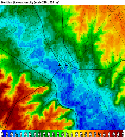 Meridian elevation map