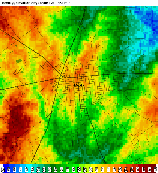 Mexia elevation map