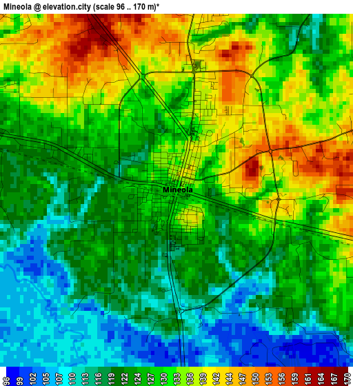 Mineola elevation map