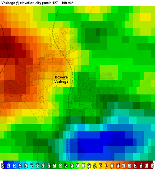 Vozhega elevation map