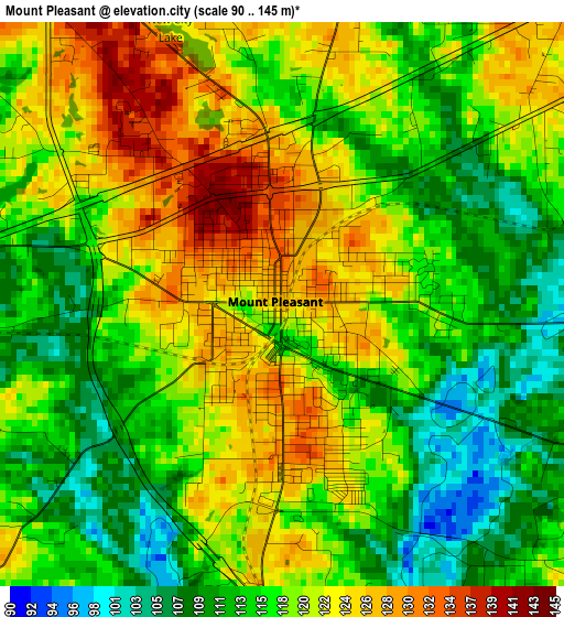 Mount Pleasant elevation map