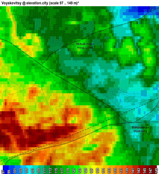 Voyskovitsy elevation map