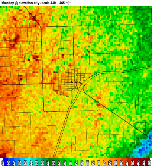 Munday elevation map