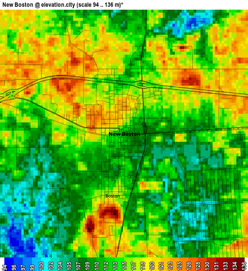 New Boston elevation map