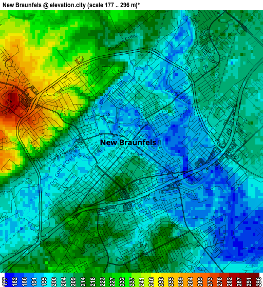 New Braunfels elevation map