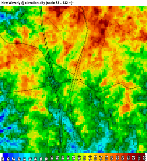 New Waverly elevation map