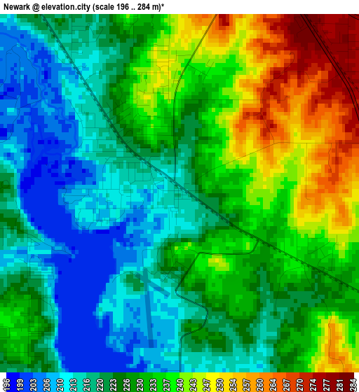 Newark elevation map