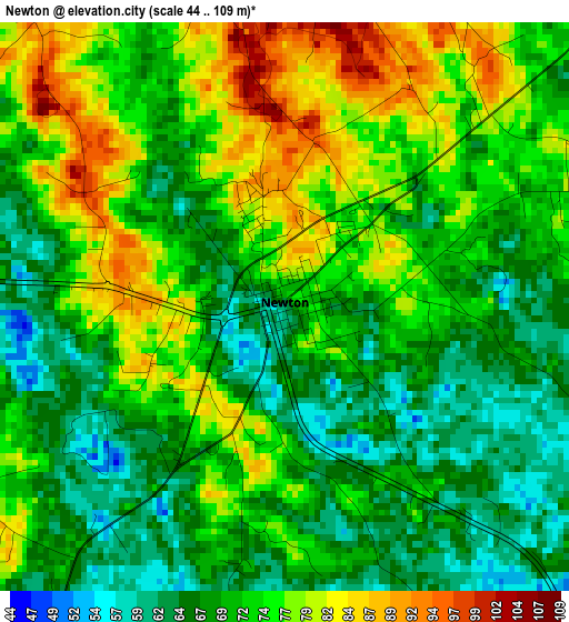 Newton elevation map