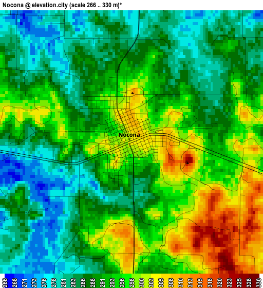 Nocona elevation map