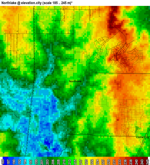 Northlake elevation map