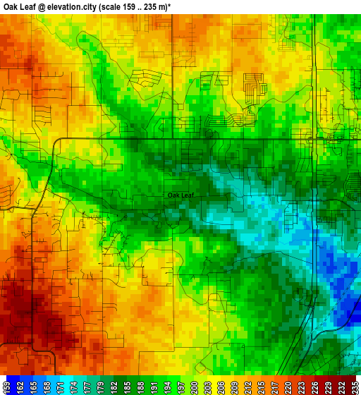 Oak Leaf elevation map