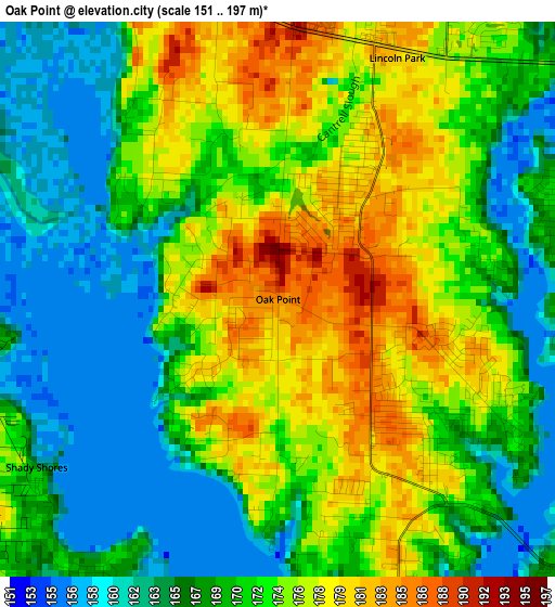 Oak Point elevation map