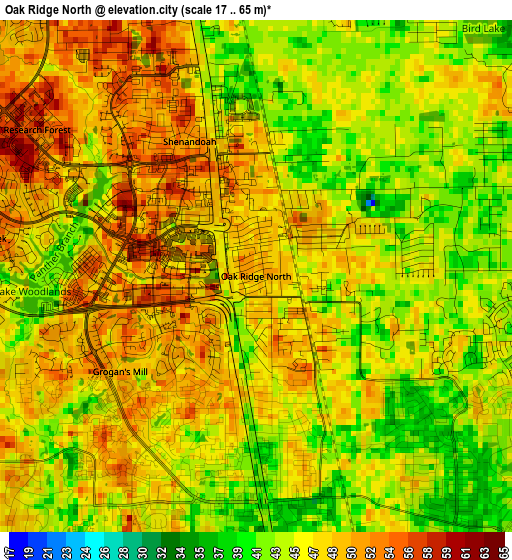 Oak Ridge North elevation map