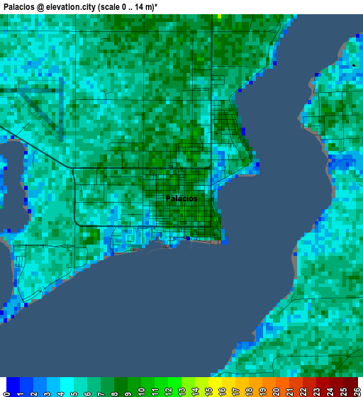 Palacios elevation map