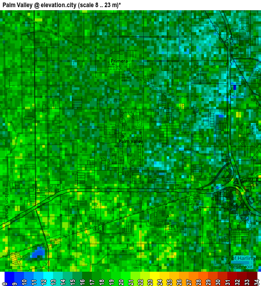 Palm Valley elevation map