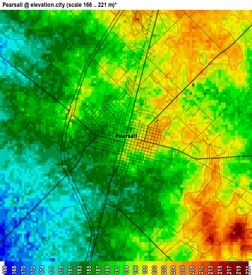 Pearsall elevation map