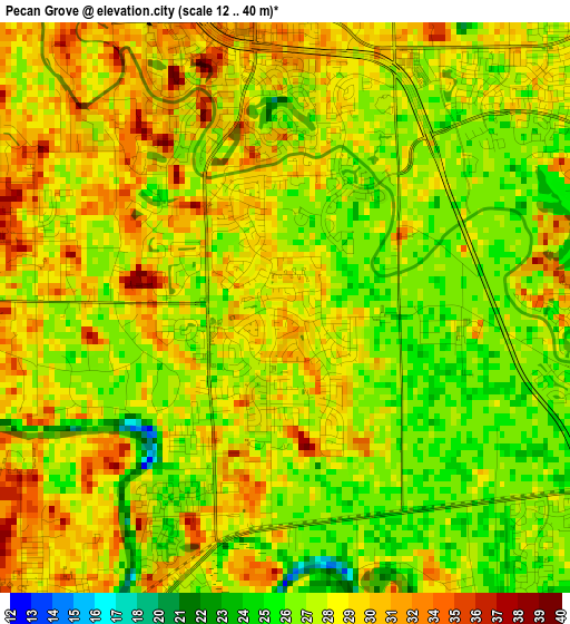 Pecan Grove elevation map