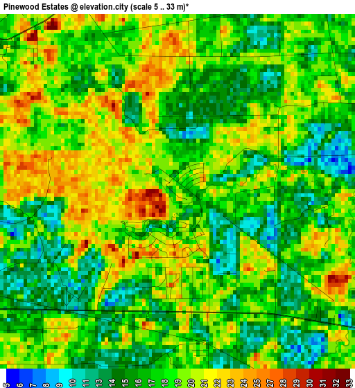 Pinewood Estates elevation map