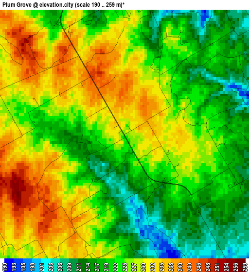 Plum Grove elevation map