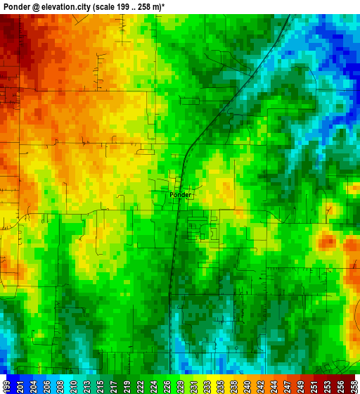 Ponder elevation map