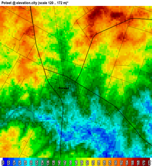 Poteet elevation map