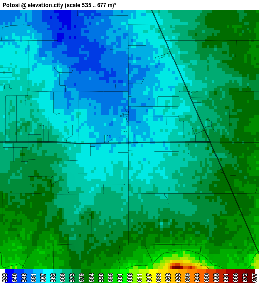 Potosi elevation map