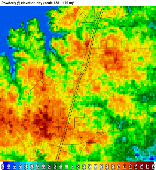 Powderly elevation map