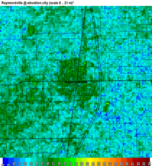 Raymondville elevation map