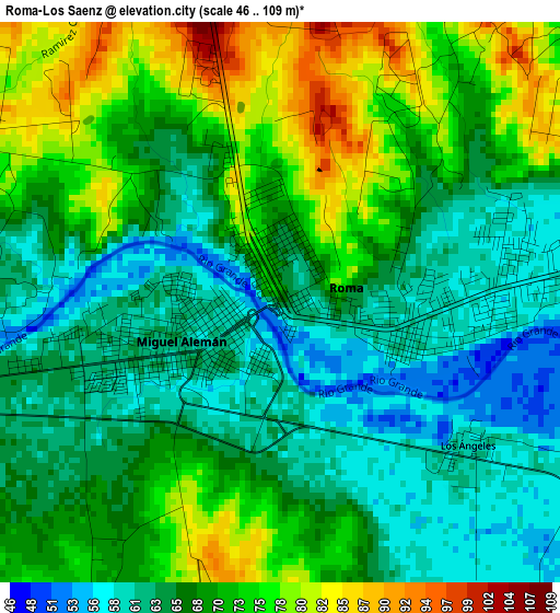 Roma-Los Saenz elevation map