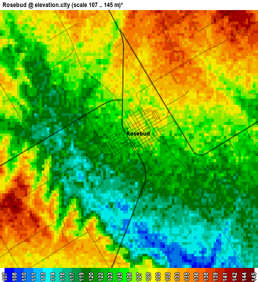 Rosebud elevation map