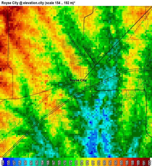 Royse City elevation map