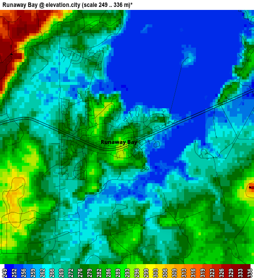 Runaway Bay elevation map