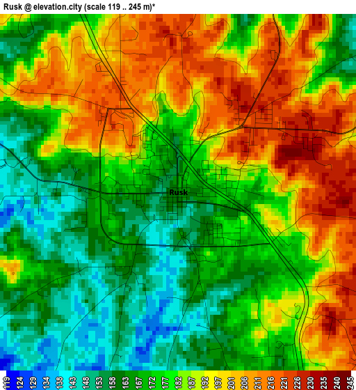 Rusk elevation map