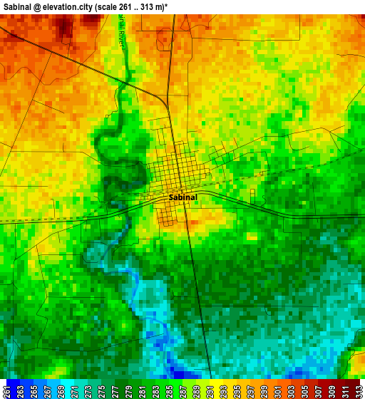 Sabinal elevation map