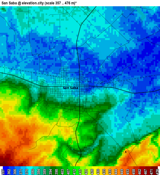 San Saba elevation map