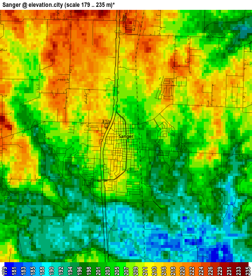 Sanger elevation map