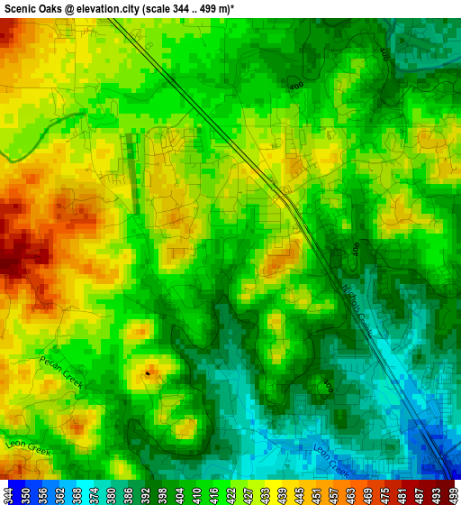 Scenic Oaks elevation map