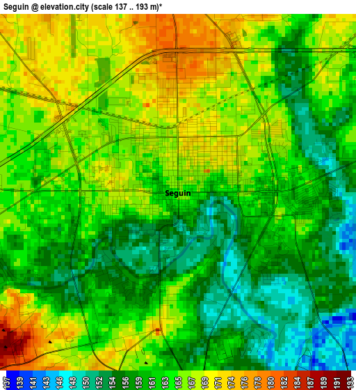 Seguin elevation map