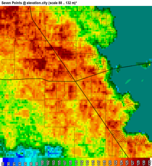 Seven Points elevation map