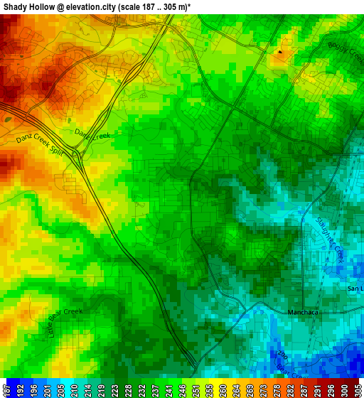 Shady Hollow elevation map